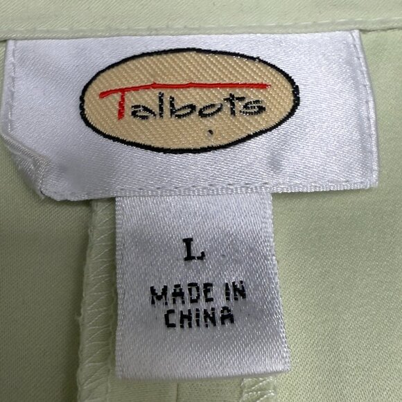 Women's TALBOTS Light Green Snap-Front Collared Shirt- Size‎ L - Picture 5 of 7